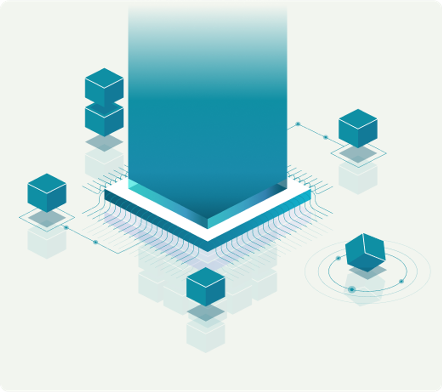Illustration of laptops connected via a cloud.